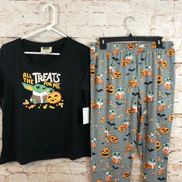 NEW Munki munki Yoda Star Wars womens large halloween pajamas set nite nite … - Picture 3 of 5
